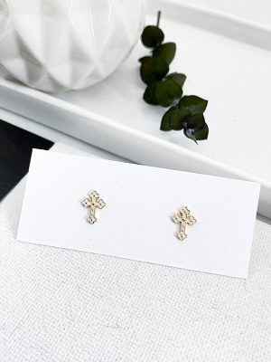 Mini Pendientes Cruz Esmaltada